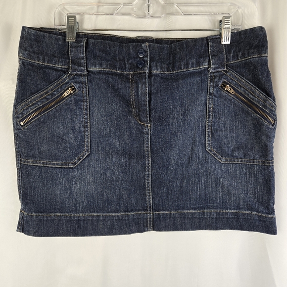 New York & Company Dresses & Skirts - New York & Company Denim Jean Mini Skirt Womens Size 14 Dark Wash Blue